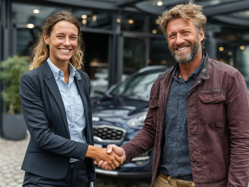 Car rental agent helping customer